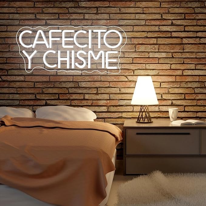 Cafecito Y Chisme Neon Sign Dimmable Cafecito Y Chisme Neon Light Gifts for Mexican Women Multipurpose LED Night Light for Coffee Lover Gifts Home Kitchen Decoration