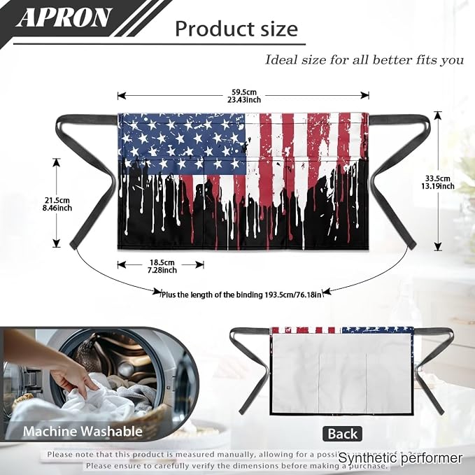 Waist Apron with 3 Pockets Waterproof 13 Inch Short Half Waist Aprons Women Men Server Aprons Waitress Waiter Apron - Image 7