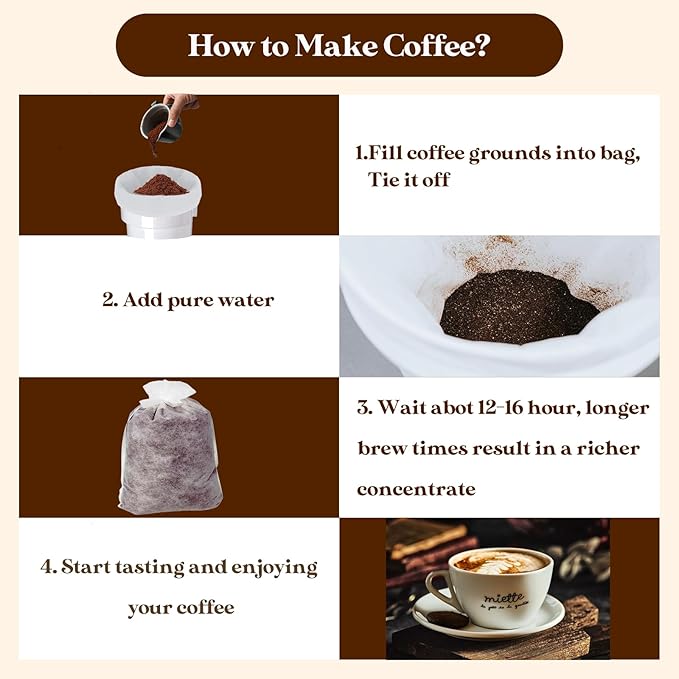 100 Pack Commercial Cold Brew Coffee Filters, 20" x 20" Cold Brew Bags with Drawstring for Commercial Cold Brew Coffee Makers and 5 Gallon Buckets, Brew Up to 5 lbs Coffee