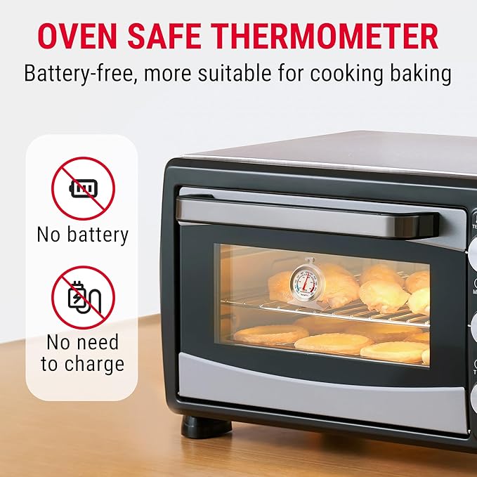 TempPro Oven Thermometer for Gas Oven, 50-300°C/100-600°F Smoker Temperature Gauge with 431 Stainless Steel, Analog Instant Read Cooking Thermometer (Previously ThermoPro)