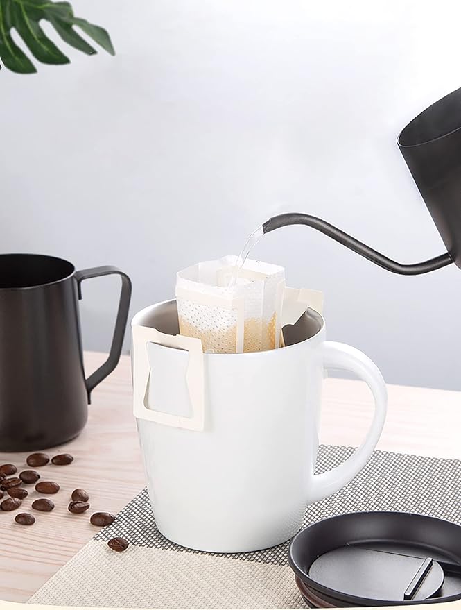 Frcctre 200 Pcs Coffee Filter Paper Bag, Portable Disposable Hanging Ear Drip Coffee Bags Single Serve Drip Filter Bags for Home Office Travel Camping