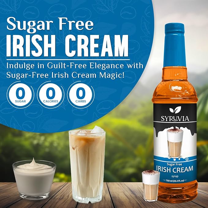 Syruvia Sugar Free Coffee Syrup, Irish Cream Flavored Syrup for Drinks, Lattes, and Desserts – 25.4 fl oz, With Pump - Image 3