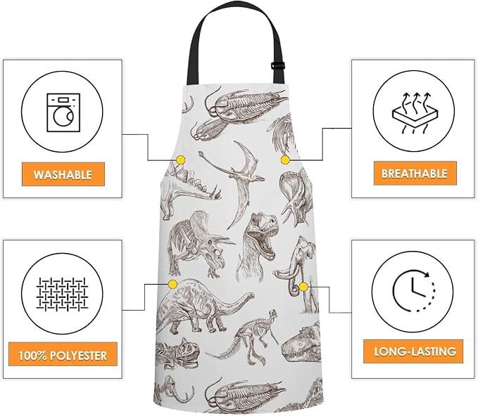 Dinosaurs Waterproof Apron Kitchen Chef Aprons Bibs for Grooming Cooking Baking Painting Gardening - Image 4