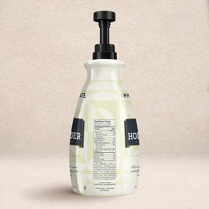 White Chocolate Café Sauce™ by Hollander Chocolate Co. | Perfect for the Professional or Home Barista | Rainforest Alliance Certified | Gluten-Free, Soy-Free, Corn Syrup-Free | Net Wt. 91oz (64 fl. Oz.) Large Bottle (PUMP Included) - Image 2
