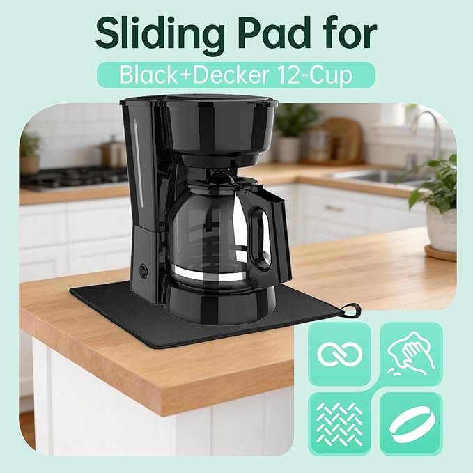 Sliding Pad for BLACK+DECKER 12-Cup Coffee Maker (CM0915BKD)(18.1"×15")- Smooth Glide with Anti-Slip Base - Perfect Accessories Fit for Black and Decker Coffee Maker