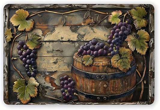 Vintage Grape Wine Metal Tin Sign - Rustic Wall Decor For Home, Office, Bar, Cafe & Garage, Indoor/Outdoor Hanging Art, 12X8 Inches by Unknown