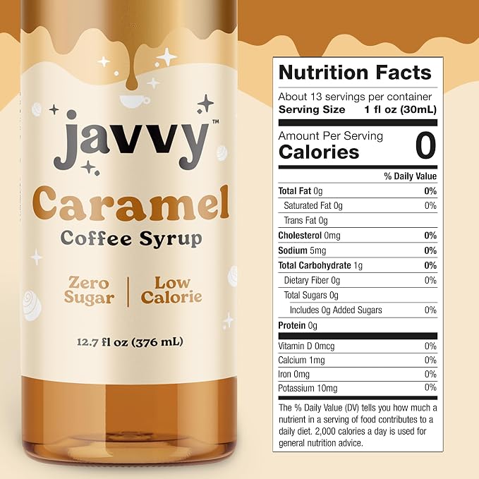 Coffee Syrup - Zero Sugar, Zero Calorie, Flavoring Syrup for Coffees, Coffee Bar Accessories - Great for Flavoring All Types of Drinks – Caramel - Image 2