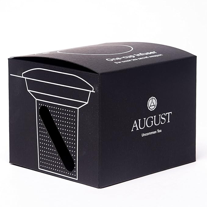 August Uncommon Tea Infuser – 18/8 Stainless Steel Mesh Tea Strainer with Silicone Lid – Extra Fine BPA Free Loose Leaf Tea Filter – Fits Most Mugs and Teapots (L 4.25" x W 4.125" x H 3.5)