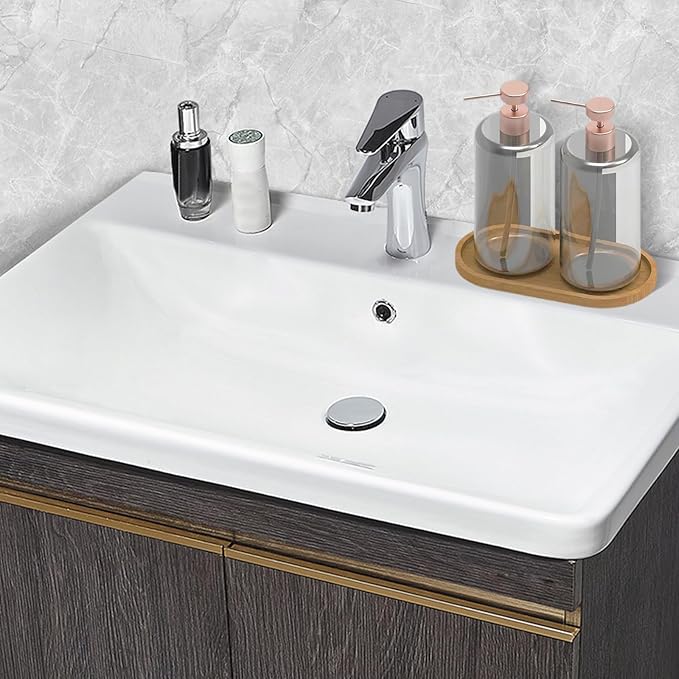 2PCS Bamboo Soap Dish Dispenser Small Wood Bath Tray Wooden Bathroom Countertop Trays Kitchen Tray Sink, Vanity Dresser Jewelry Ring Dish Comestic Holder Bathtub Small Items Organizer