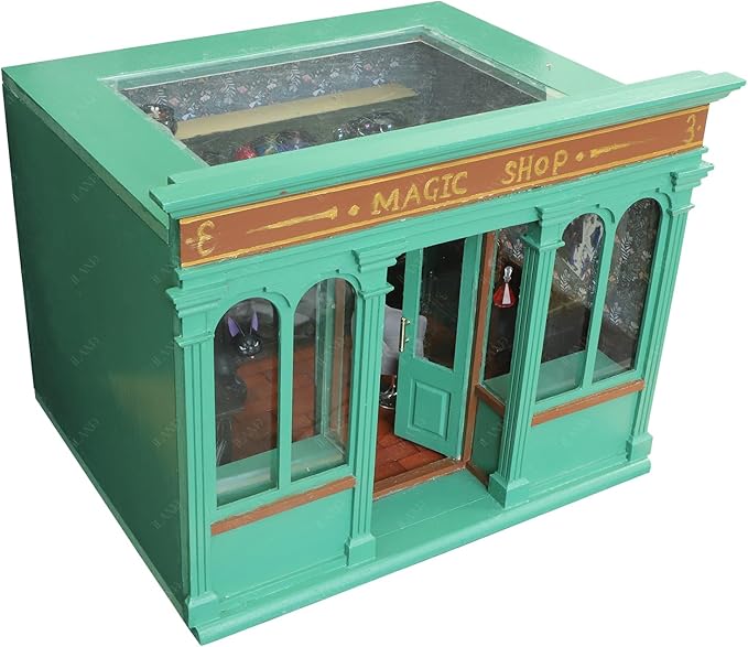 iLAND Wooden Dolllhouse Room Box on 1/12 Scale, Wood Houses for Crafts to Make a Miniature Coffee Shop, Magic House, Store Classic & Creative