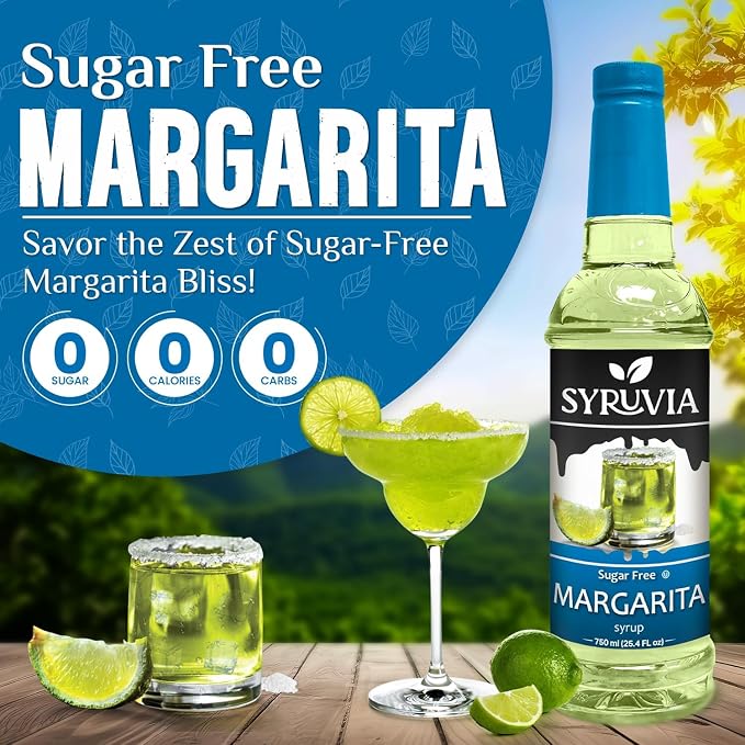Syruvia Sugar Free Margarita Syrup, Flavored Syrup for Cocktails, Drinks, Lemonades, Iced Teas, and Desserts – 25.4 fl oz, With Pump - Image 3