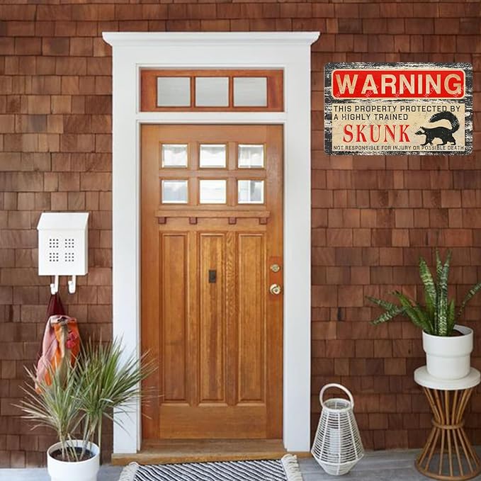 Skunk Warning Skunk Mtal Signs Vintage Warning Tin Sign Retro Decor for Home Garden Yard Garage Street Outdoor 8×12 Inches - Image 5