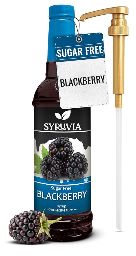 Syruvia Sugar-Free Blackberry Syrup, Flavored Syrup for Drinks, Cocktails, Lemonades, Iced Teas, and Desserts – 25.4 fl oz, With Pump by SYRUVIA