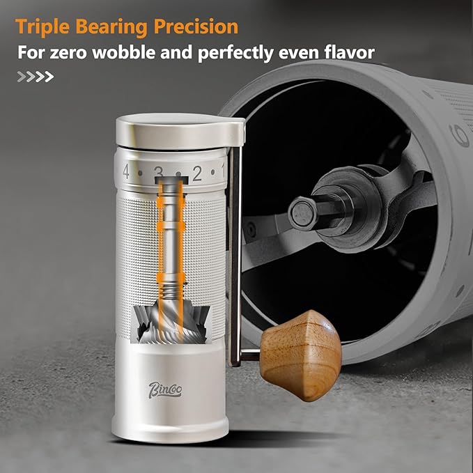 Bincoo Manual Coffee Grinder, Stainless Steel Conical Burr Mill - External Adjustable Setting, Foldable Handle Portable, 20g Capacity with Case for Espresso, Pour Over, French Press, Travel & Camping