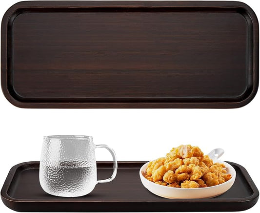 ZOENHOU 1 Pack 14 Inch Walnut Wood Tray, Bamboo Vanity Tray, Rectangular Wooden Counter Tray Wood Serving Platters Tray for Kitchen, Bathroom Dresser, Home Decor, Hold Small Item