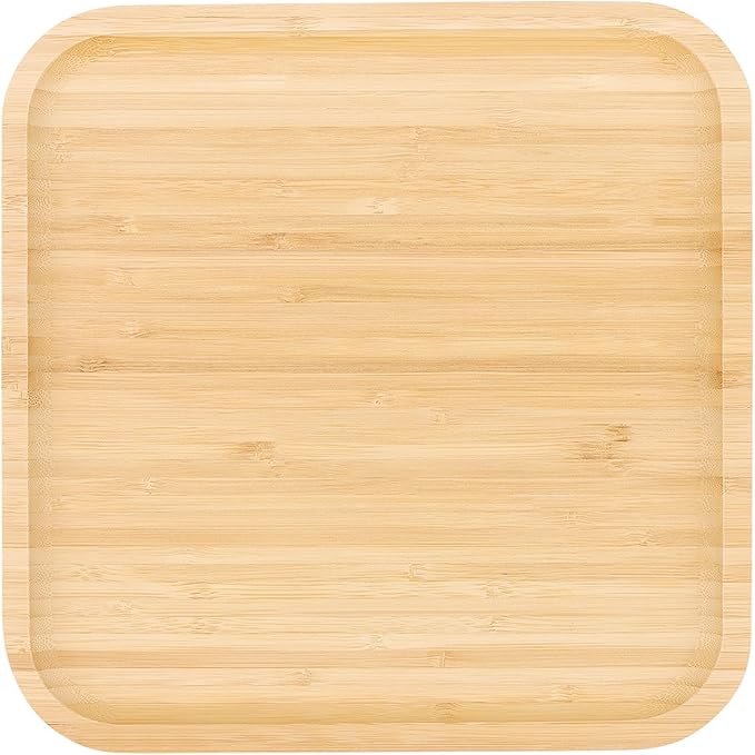 JOIKIT 3 Pack 12 Inch Bamboo Platter, Fine Polished Sqaure Wood Plates Bamboo Serving Tray for Holding Fruit, Bread, Cheese, Nut, Coffee, Tea, Plant Saucer