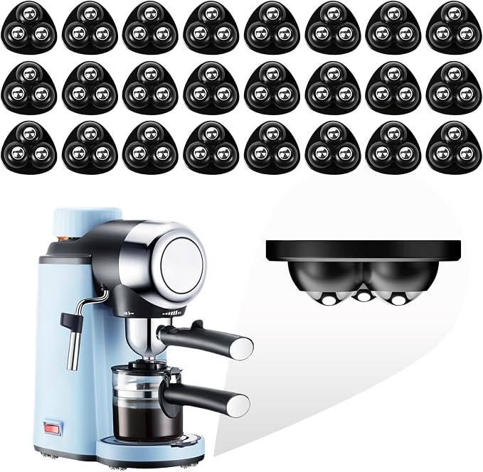 Self Adhesive Caster Wheels for Countertop - Furniture Sliders & Appliance Rollers for Kitchen, Coffee Machine, Blender, Oven(Black, 24pcs) by Tasttin