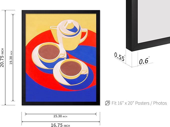 Poster Master Vintage Food & Drink Poster - Retro Colorful Coffee Print - Café Wall Art - Gift for Barista, Coffee Lovers, Café Owner - Decor for Dining Room, Kitchen, 16x20 Black Framed