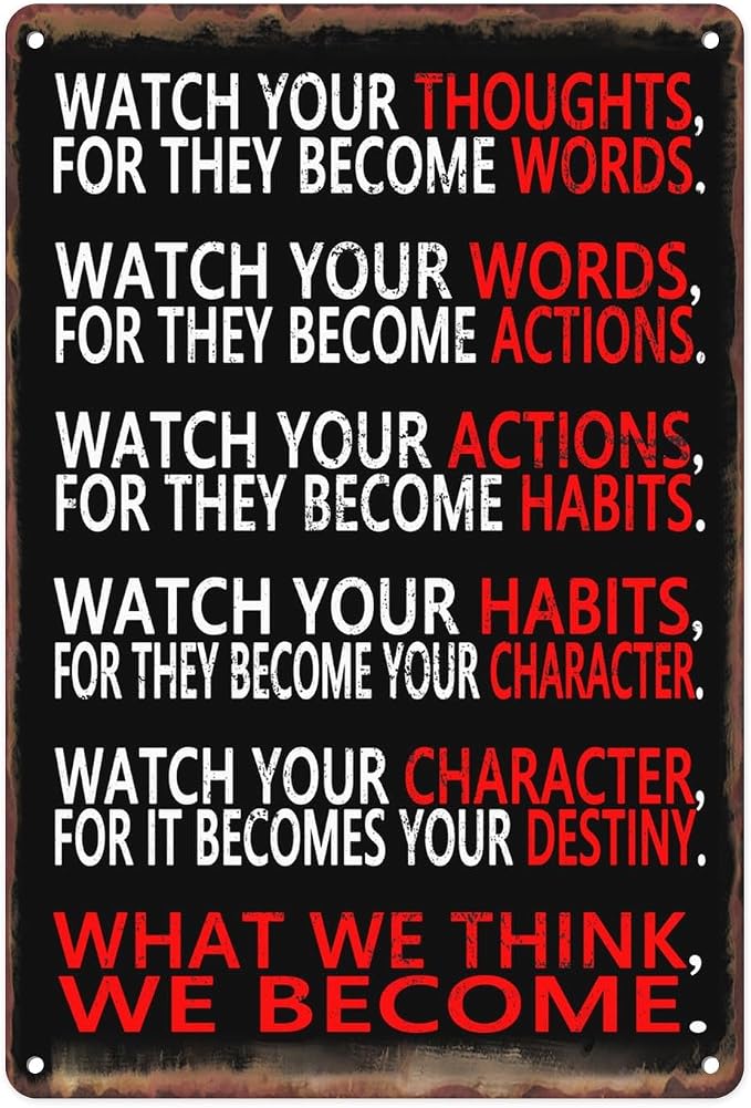 Sanwarm Watch Your Thoughts Motivational Classroom Metal Sign Inspiring Poster Tin Signs For Office Living Room Home Decorations Artwork School Study Room Art Wall Decor Hangings 12 X 8 Inch by SanwarmHomeDecor