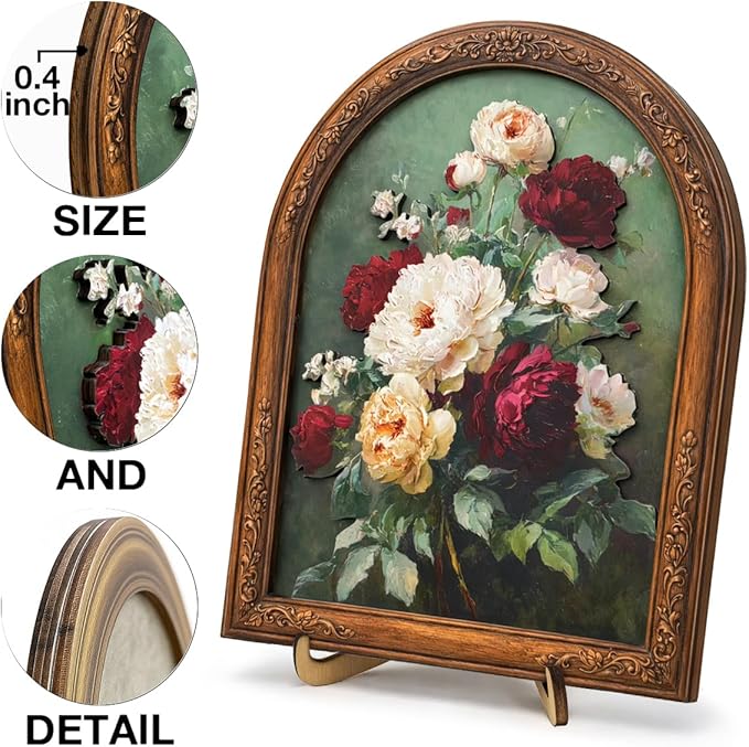 Vintage Floral Wall Art Sign for Farmhouse Decor, Classic Flower Bouquet Wall Decor, 8x10 Inch