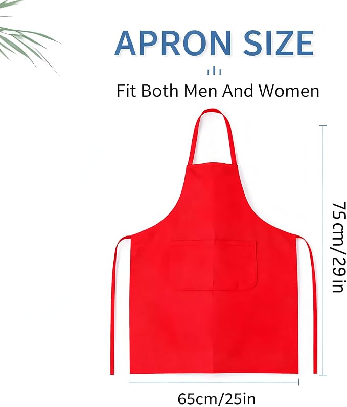 8 Pack Aprons Bulk with Pockets, Unisex Apron with Extra Long Ties for Chef, Cooking Classes, Painting, BBQ - Image 2