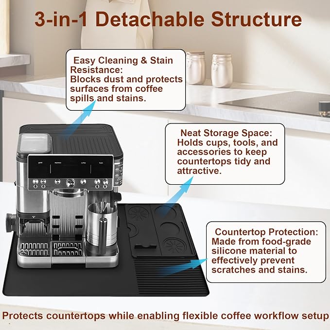 Silicone Pads for Ninja Luxe ES601 and ES701 Coffee Machines: 3-in-1 Top Pad + Coffee Bar Pad + Espresso Tamper Pad — Food-Grade Silicone Material Ninja Luxe Cafe Accessories - Image 3