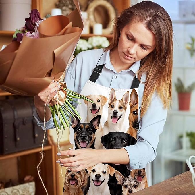 Group of Cute Dogs Apron for Women Men, Adjustable Apron Cooking Kitchen Chef Apron for Home Kitchen, Baking Gardening BBQ, Coffee House, Restaurant - Image 6