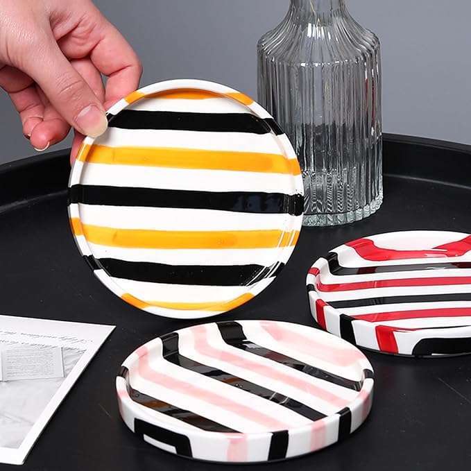 Espresso Cups Ceramic Coffee Mug Series European Striped Dot Coffee Cup And Saucer Mug Cake Plate Afternoon Tea Set Tea Cup And Saucer,Yellowblack