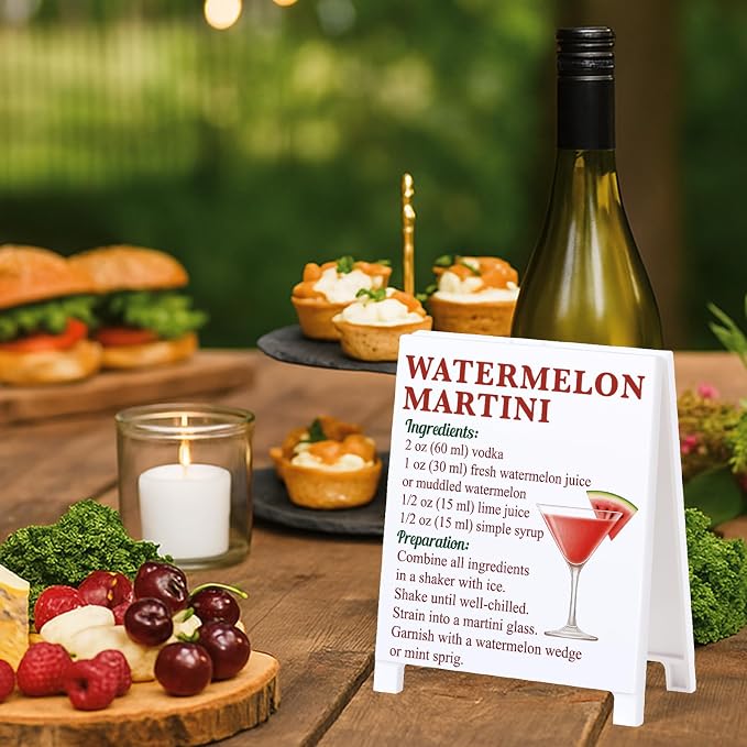 Watermelon Martini Recipe Rustic Bar Decor for Home Cafe Farmhouse Cocktail Sign for Kitchen Bar Cart Accessories Mixology Christmas Gift for Bartender Men Women Couple - 5.59 x 4.33 inch Acrylic Sign - Image 3