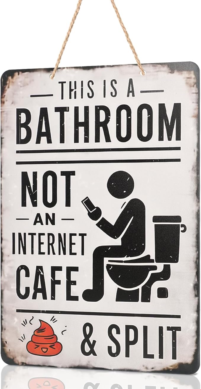 Funny Bathroom Signs, Wooden Bathroom Wall Art Decor, Vintage Farmhouse Restroom Wall Pictures For Home
