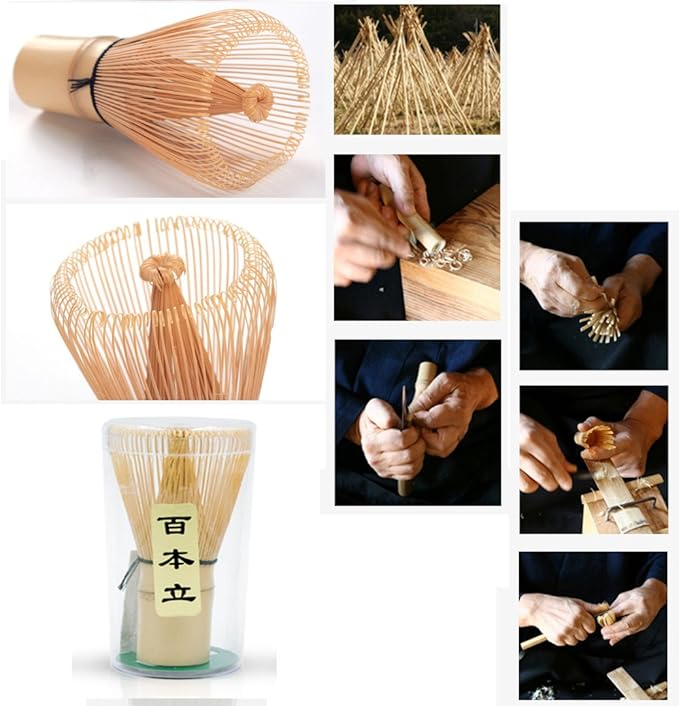 Handcrafted Golden Bamboo Matcha Whisk, Traditional Japanese Chasen Matcha Stirrer -Bamboo Whisk Made from Durable and Sustainable Organic Bamboo
