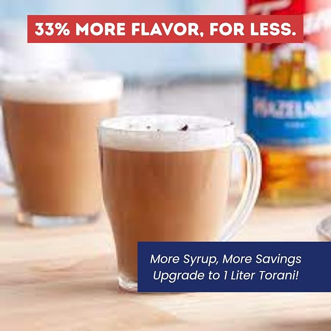 Torani Hazelnut Syrup 1 Liter Bottle with Pump – Premium Coffee Flavoring Made with Pure Cane Sugar & Natural Flavors for Lattes, Cappuccinos, Desserts, Cocktails & More – Rich Nutty Sweetener - Image 4