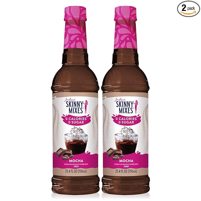 Jordan's Skinny Mixes Sugar Free Coffee Syrup, Mocha Coffee Flavoring Syrup, Zero Calorie Drink Mix, Lattes, Baking, Protein Shake or Cocktail, Dairy & Gluten Free, Kosher, 25.4 Fl Oz, 2 Pack