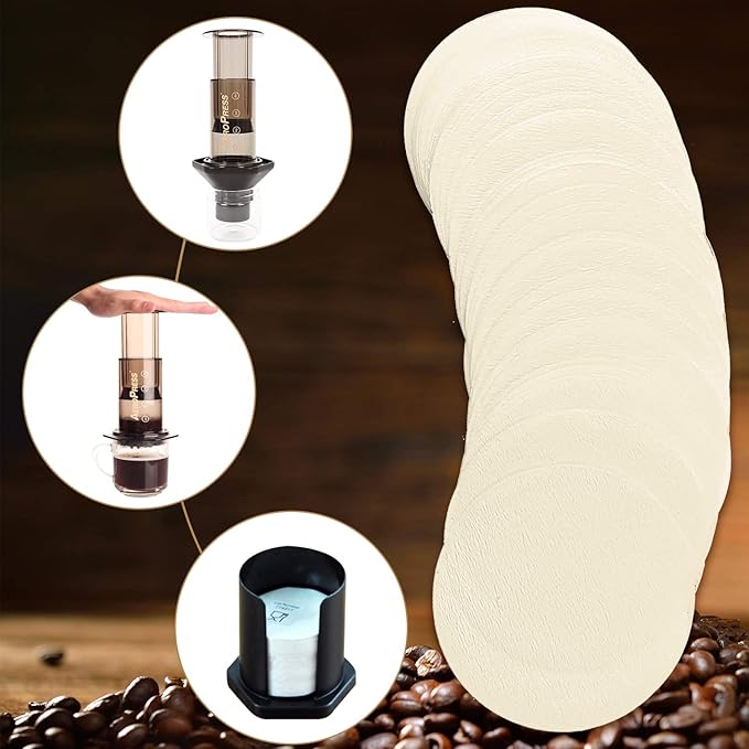 Outus 500 Pieces Replacement Paper Filters Compatible with Aeropress Coffee Makers Round 2.5 Inch Paper Filters Disposable for Espresso Coffee Makers (Unbleached)
