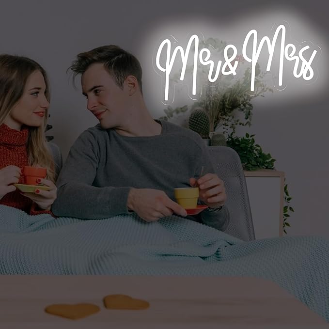 Mr. and Mrs. Neon Signs for Wedding Party Decorations - LED Wedding Neon Signs for Receptions, Bridal Showers, Engagements, Anniversaries, Decorative Wall Art