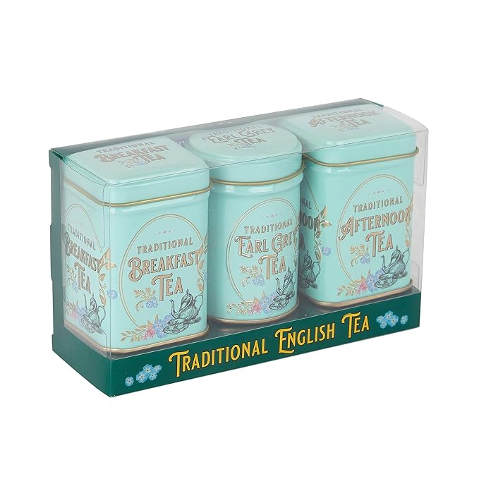 Vintage Victorian 3x Mini Tea Tin Gift Pack with Assorted Loose Leaf English Tea (Pack of 2)