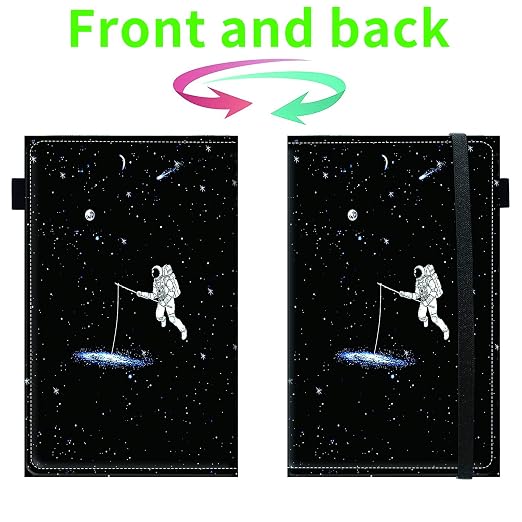 Server Books for Waitress, 5x9 Inch Waitstaff Server Order Pads, 11 Large Pockets, Cute PU Leather Waitress Book Server Wallet with Elastic Band Fit Server Apron,Spaceman - Image 2