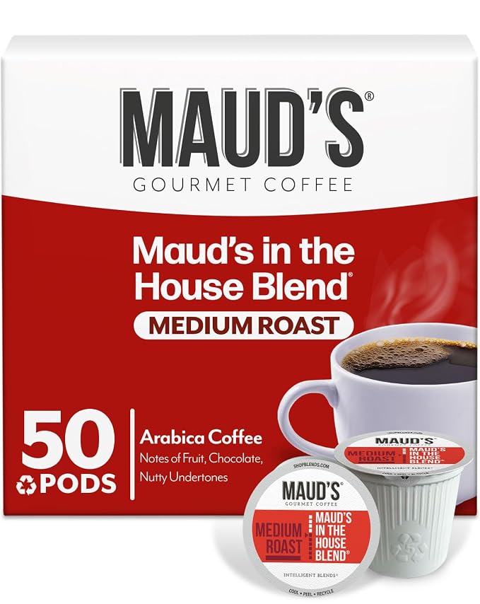 Maud's Medium Roast Coffee Pods, 50ct, Single Serve Pods – 100% Arabica Coffee, Compatible with Keurig K Cups Maker by MAUDSCOFFEETEA