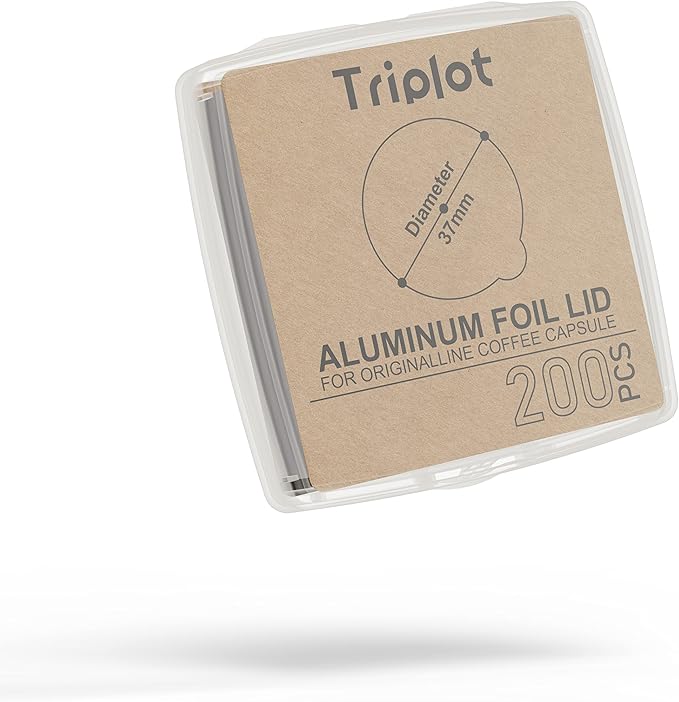Tiplot Aluminum Lids for Reusable Nespresso OriginalLines Capsules 200pcs,Self Adhesive Foil Sticker Seals 200pcs for Refillable Coffee Pods Stainless Compatible Nespresso Original Line Machines.