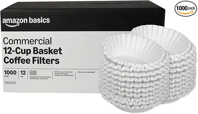 Amazon Basics Commercial 12-Cup Basket Coffee Filters, 1000 Count