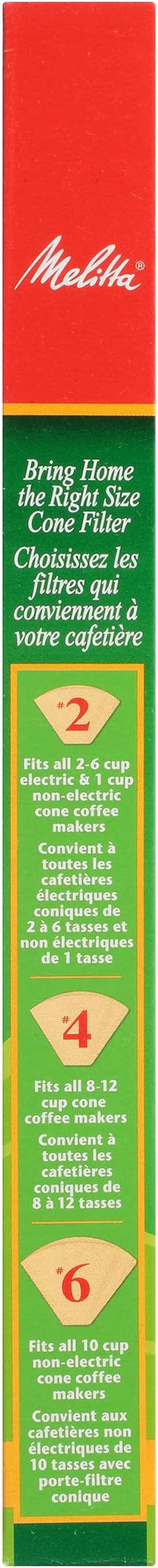 Melitta #6 Cone Coffee Filters, Unbleached Natural Brown, 40 Total Filters Count - Packaging May Vary
