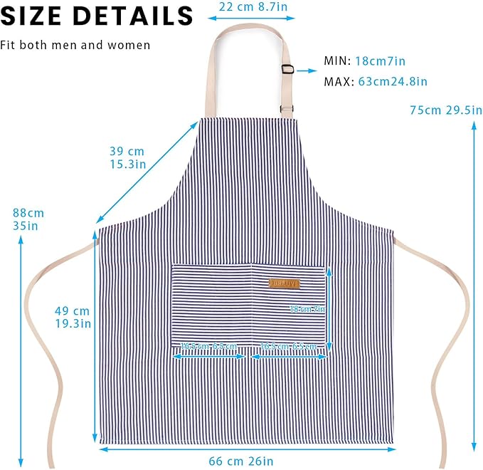BeLuyi 2 Pack Adjustable Bib Apron with 2 Pockets Chef Cooking Kitchen Restaurant Aprons for Women Men