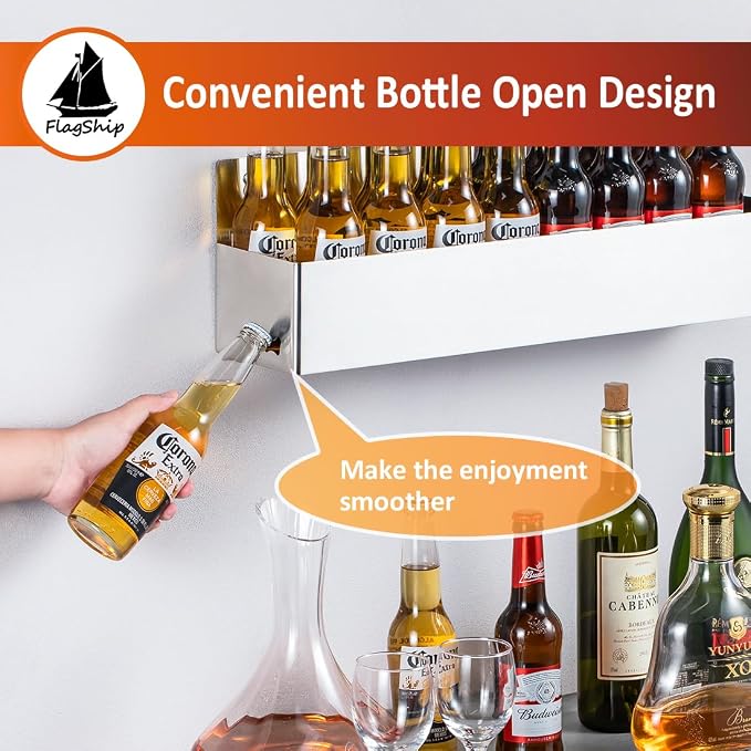 FlagShip Speed Rail 22 Inch Stainless Steel Liquor Bottle Holder Wall Mounted Syrup Rack Bottle Storage for Bar,Kitchen,Coffee Station - Image 3