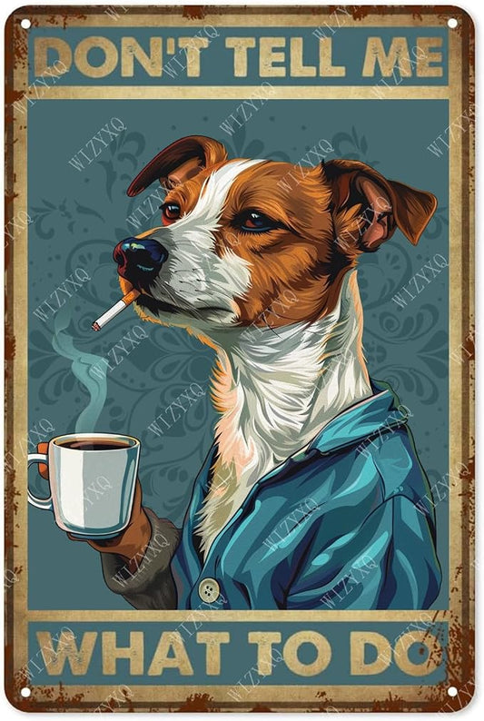 Metal Signs Jack Russell Dog Funny Vintage Tin Sign Retro Wall Decor for Home Office Farmhouse Yard Garden Shop Cafe 8×12 Inches by CreatingThoughtfullyDesigned