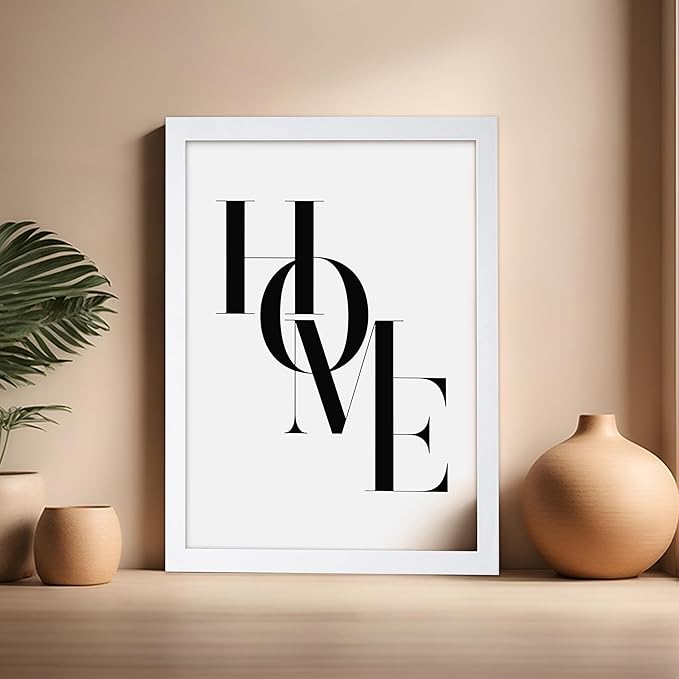Poster Master Vintage Unique Poster - Retro Minimalist Print - Home, Letters, Typography, Black and White, Simple - Gift for Artist, Friend - Wall Decor for Living Room, Dorm, 16x20 White Framed
