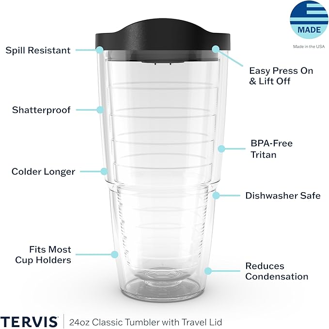 Tervis Sara Berrenson Fall Pumpkin Pattern Made in USA Double Walled Insulated Tumbler Cup Keeps Drinks Cold & Hot, 24oz, Classic