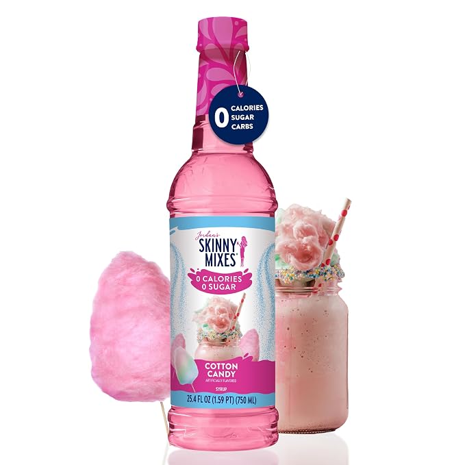Jordan's Skinny Mixes Sugar Free Syrup, Cotton Candy, Fruit Flavored Water Enhancer, Drink Mix, Iced Tea, Lemonade, Drinks, Low Calorie Water Flavoring, Dairy & Gluten Free, Kosher, 25.4 Fl Oz, 6 Pack - Image 8