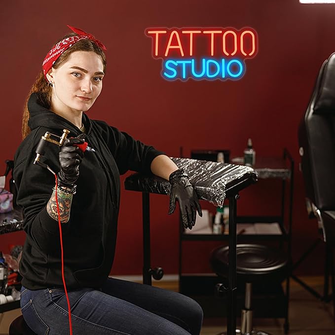 Tattoo Neon Sign For Wall Decor, Tattoo Studio Neon Sign Dimmable Tattoo Neon Light for Bedroom Tattoo Shop Salon Studio Garage Man Cave Game Room Wall Decoration