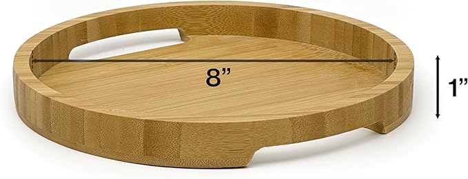 Bam & Boo Round Serving Tray with Handles Natural Bamboo (9") - Food, Storage, Decor for Breakfast, Parties, Weddings, Picnics