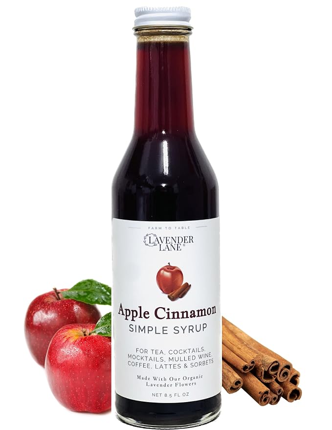 Lavender Lane Apple Cinnamon Simple Syrup, 9 oz - Extracted On Our Farm, For Tea, Coffee, Cocktails, Mocktails, Cooking by LavenderLaneFarm
